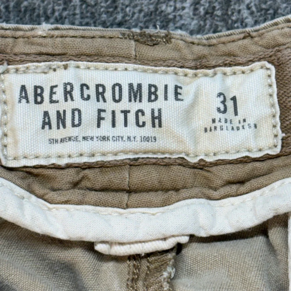 Abercrombie and Fitch Mens Cargo Shorts Tan Khaki Size 31 Drawstring Utility 33W